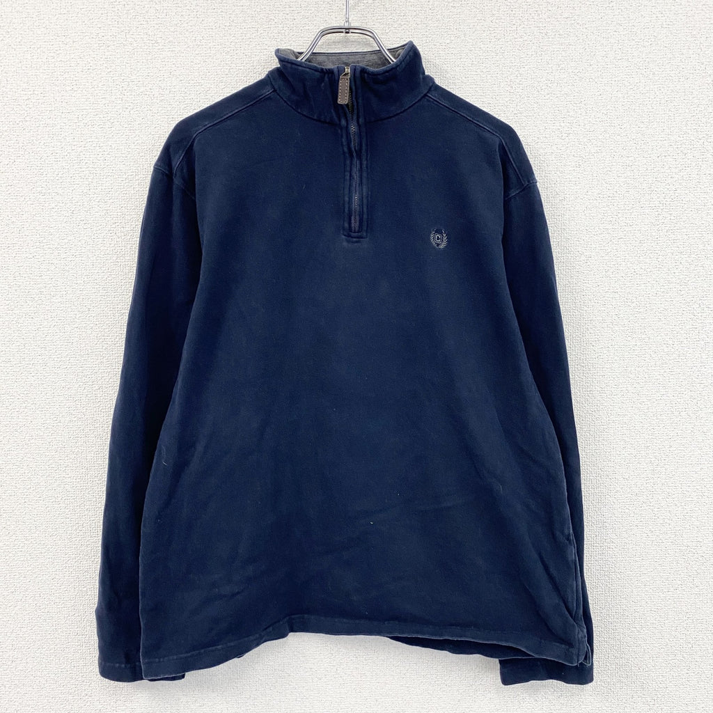 CHAPS　チャップス　ハーフジップスウェット/トレーナー　紺　ネイビー　Lサイズ スウェットトップス ユニセックス コットン 古着