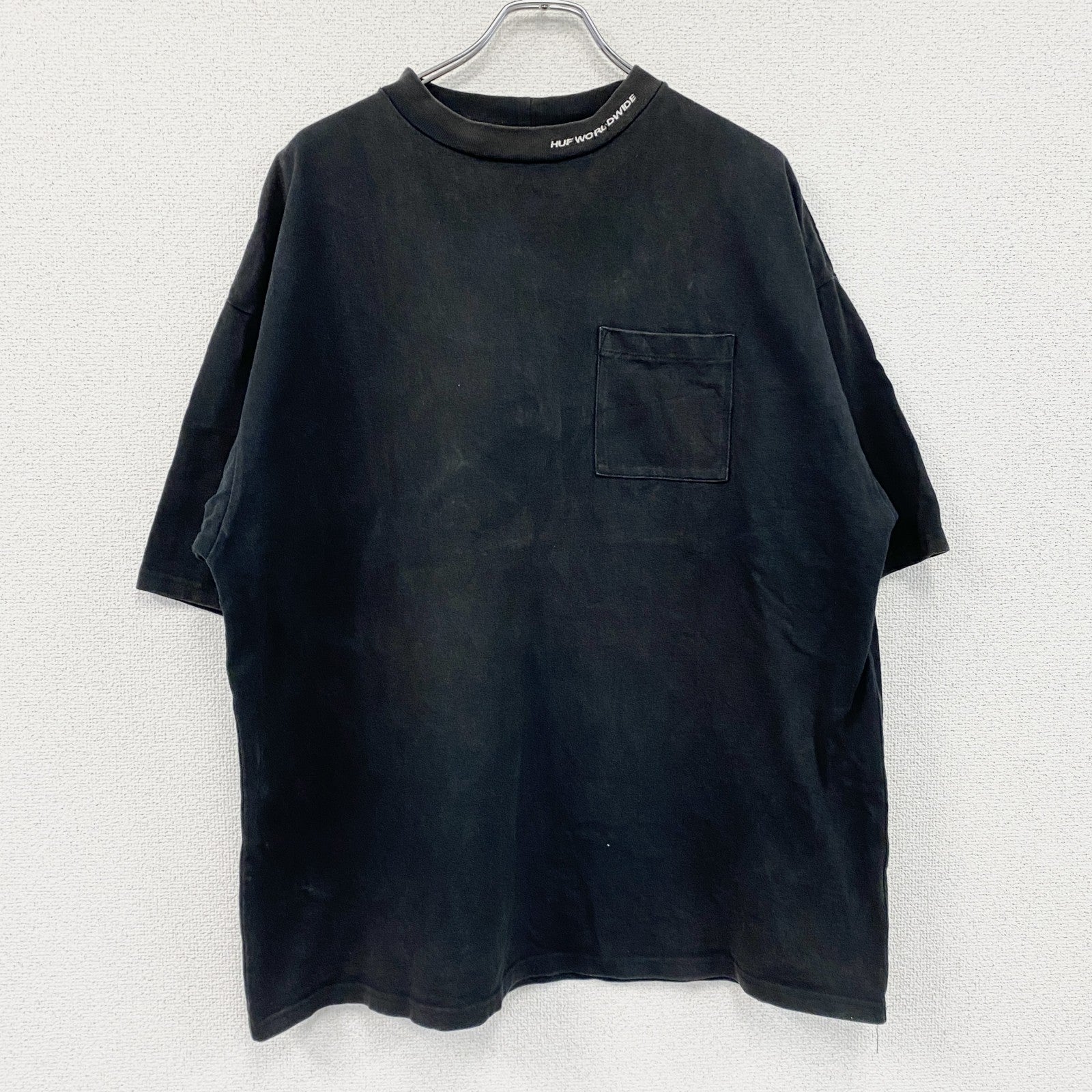 HUF　ハフ　半袖ポケットTシャツ　ポケT　黒　ブラック　XLサイズ　古着