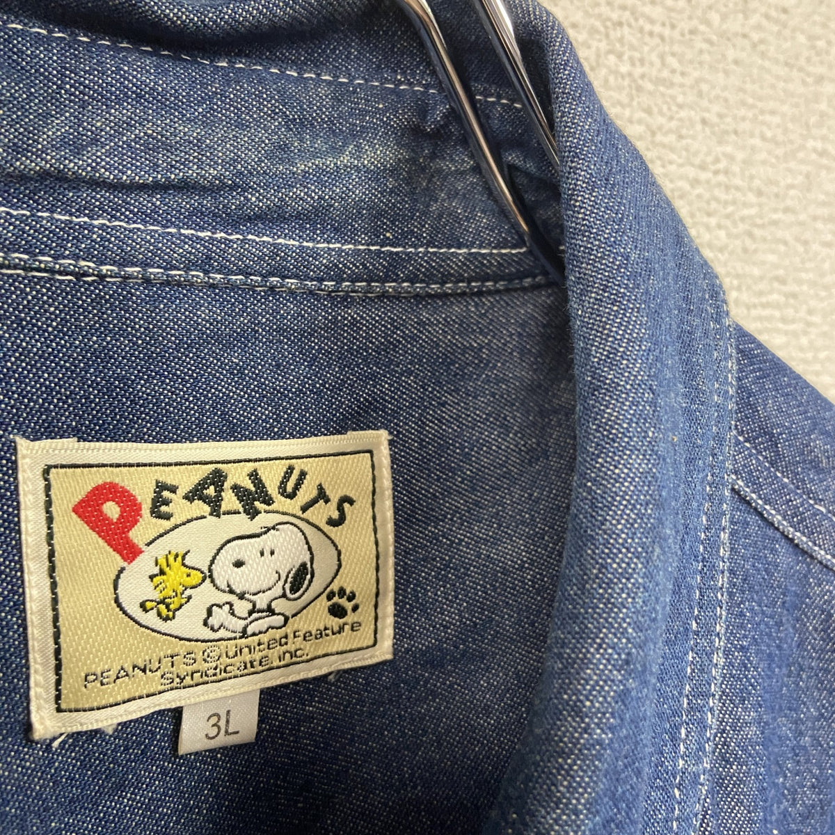 PEANUTS　ピーナッツ　長袖デニムシャツ/デニムジャケット　スヌーピー　インディゴ　3Lサイズ　古着
