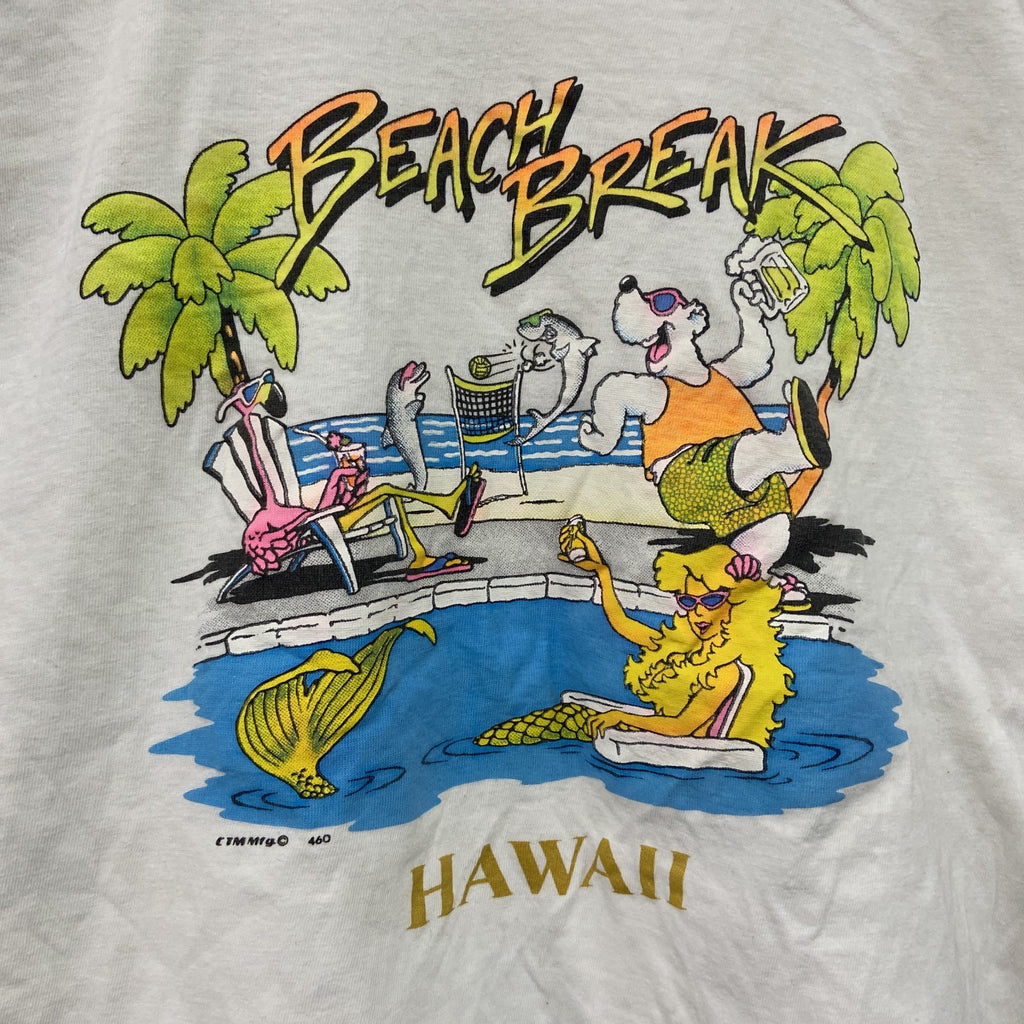 90s～　LESMORE　半袖プリントTシャツ　染み込みプリント　ヴィンテージ　白　ホワイト　Mサイズ　古着