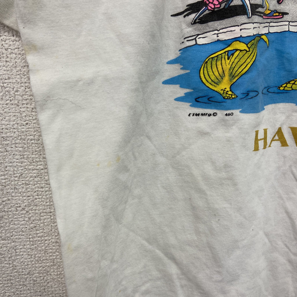 90s～　LESMORE　半袖プリントTシャツ　染み込みプリント　ヴィンテージ　白　ホワイト　Mサイズ　古着