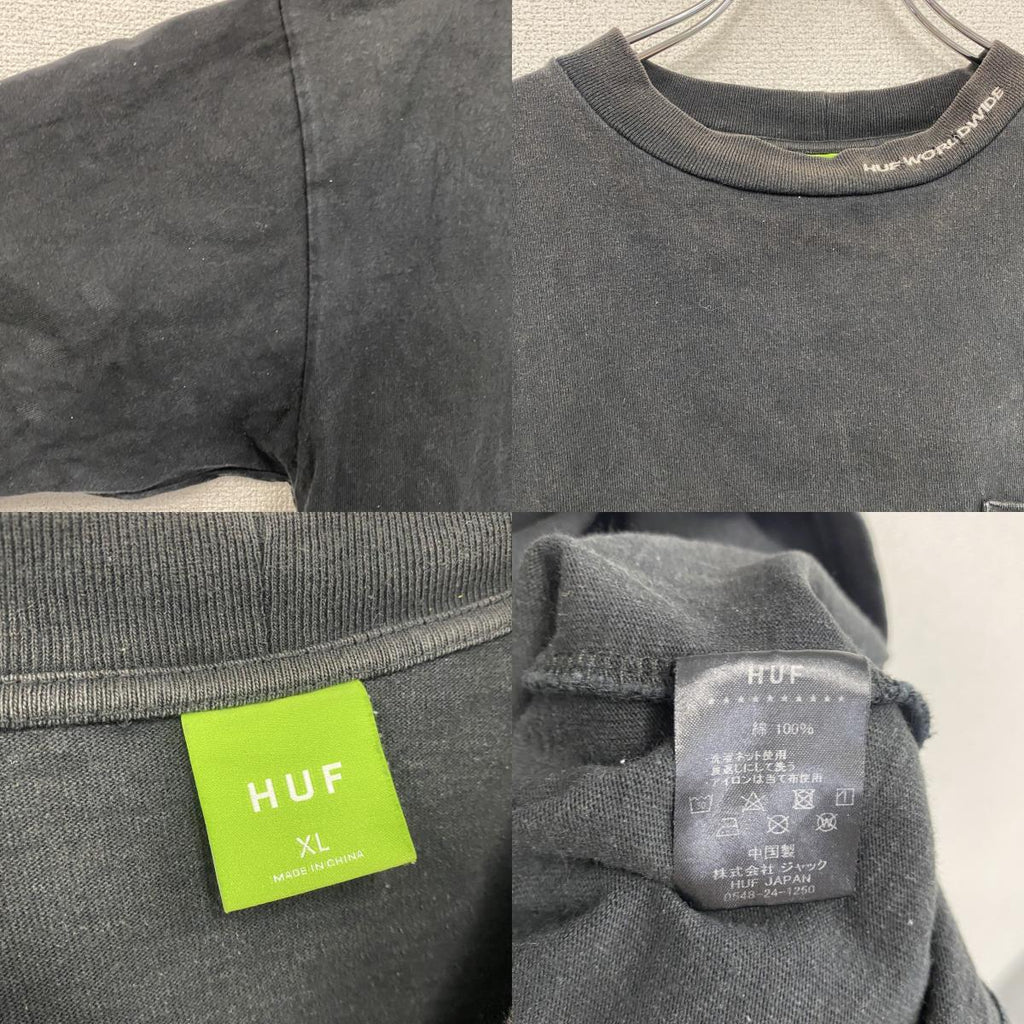 HUF　ハフ　半袖ポケットTシャツ　ポケT　黒　ブラック　XLサイズ　古着