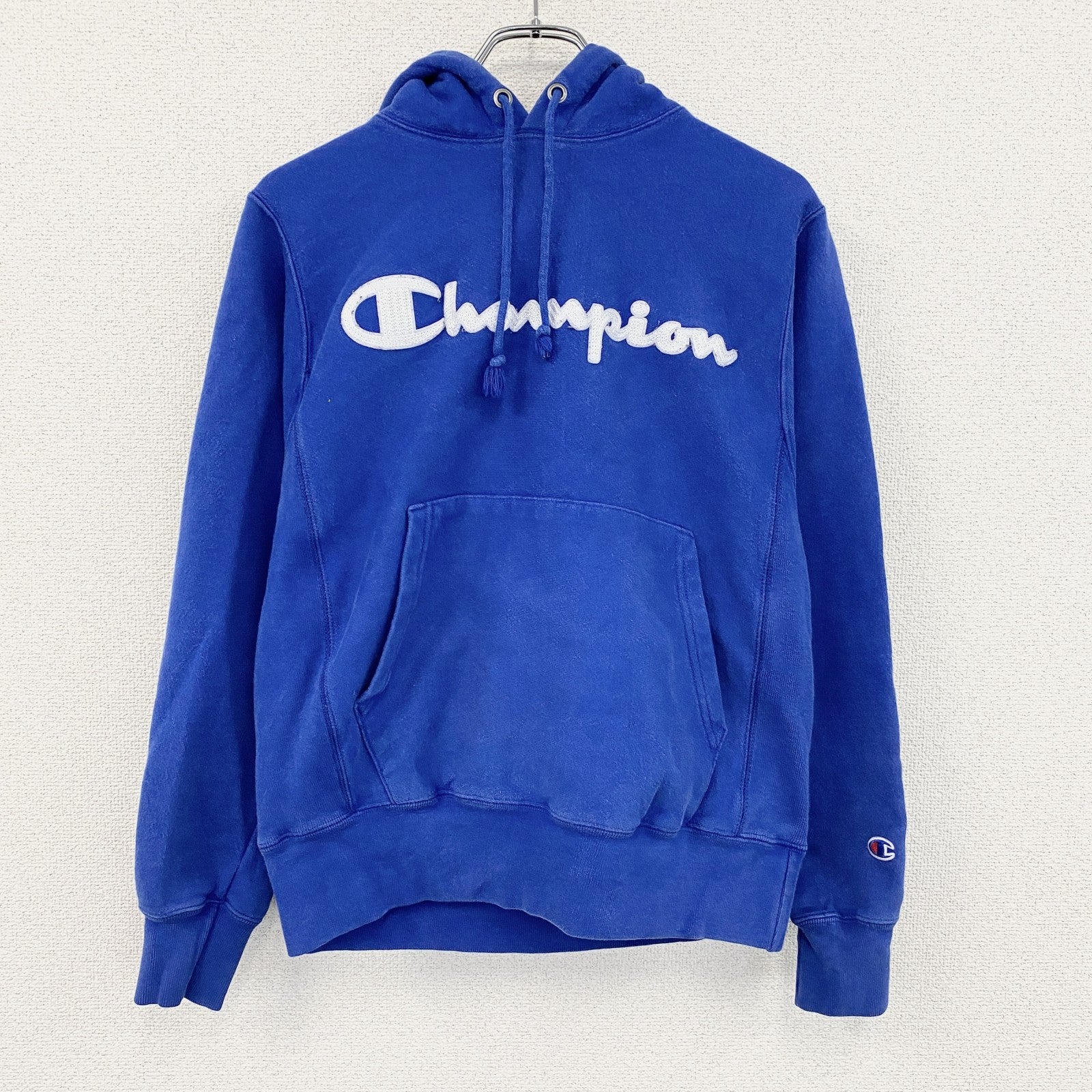 Champion　チャンピオン　リバースウィーブ　スウェットパーカー/フーディー　ヘビーウエイト　現行　青　ブルー　Sサイズ トレーナー スウェットトップス フード付き 古着