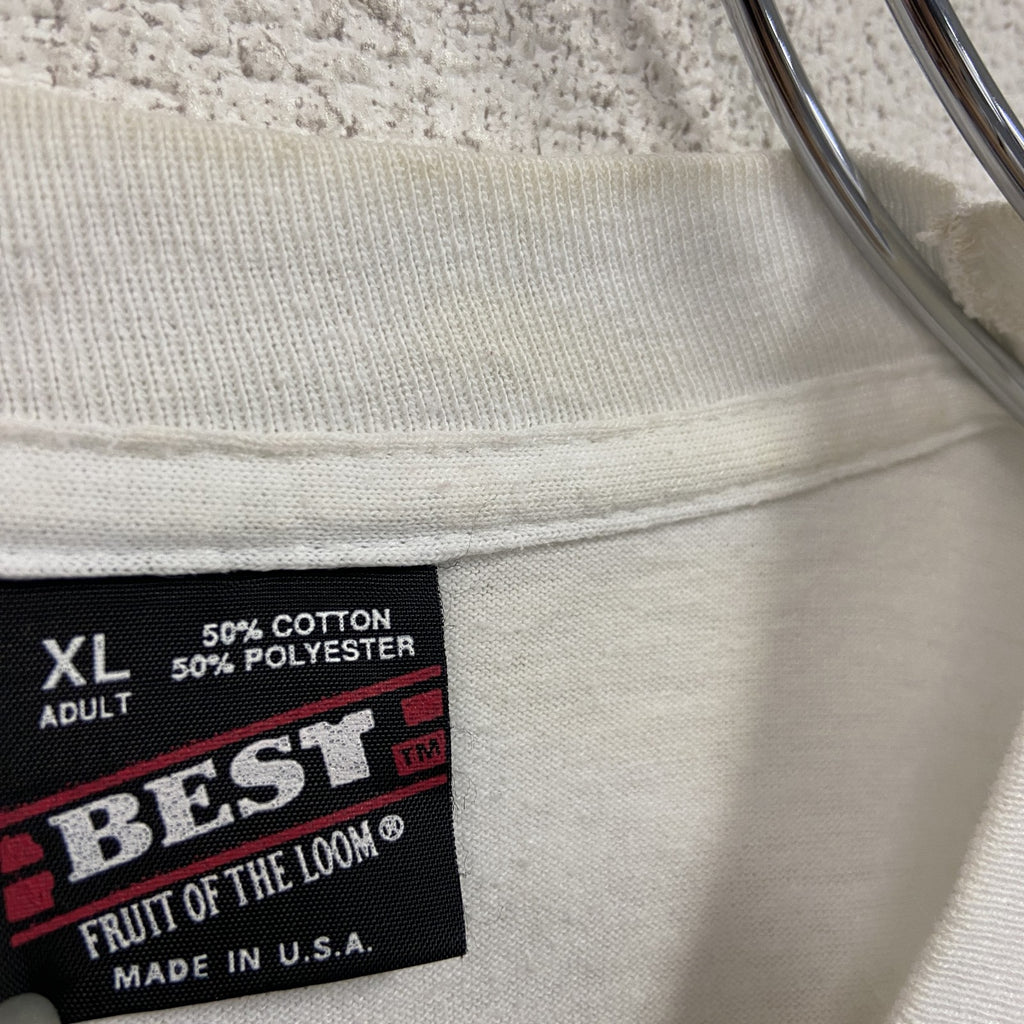 FRUIT OF THE LOOM　フルーツオブザルーム　半袖プリントTシャツ　シングルステッチ　白　ホワイト　XLサイズ カットソー メンズ コットン 古着