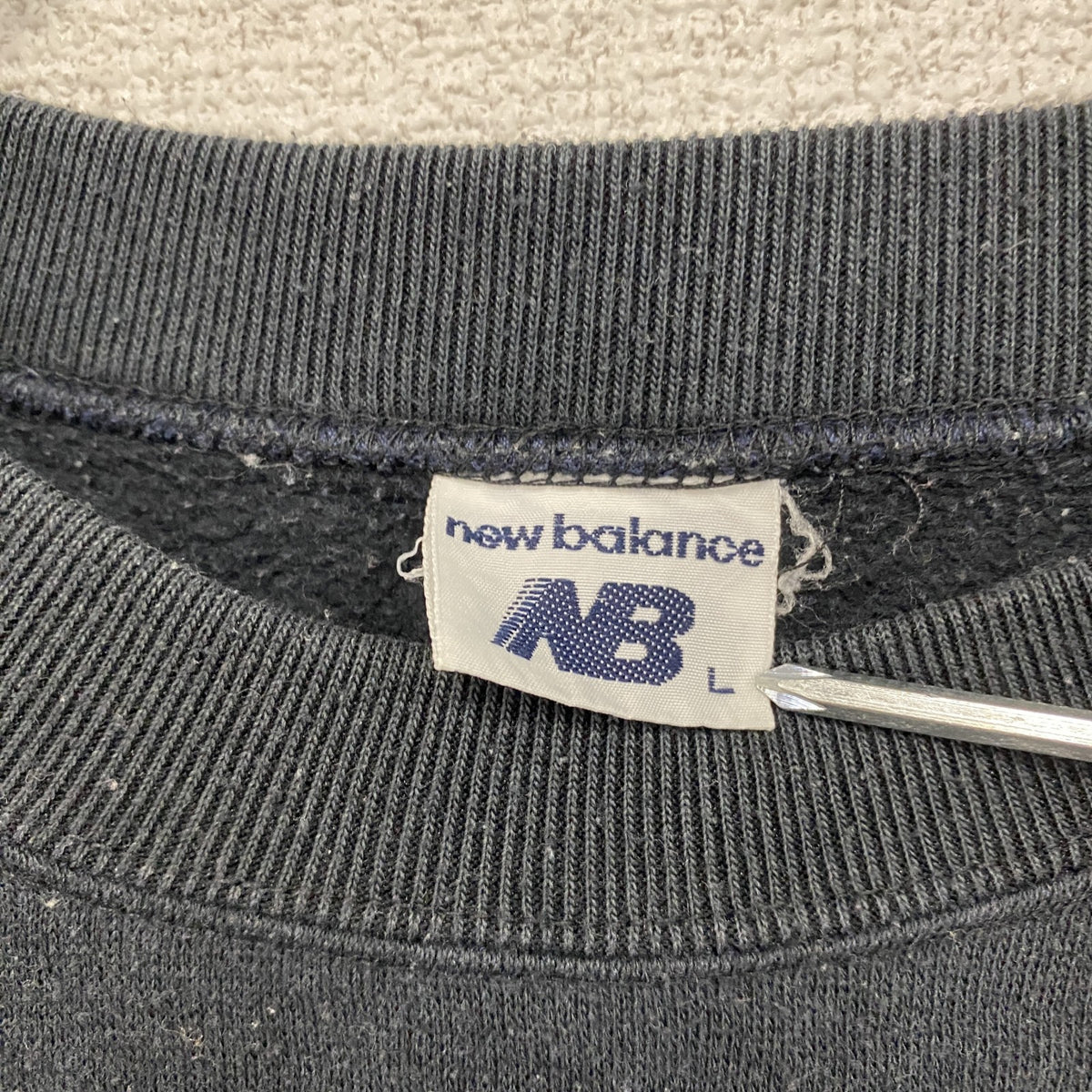 90s～　New Balance　ニューバランス　スウェット/トレーナー　デカロゴ　ヴィンテージ　黒　ブラック　Lサイズ スウェットトップス メンズ 古着