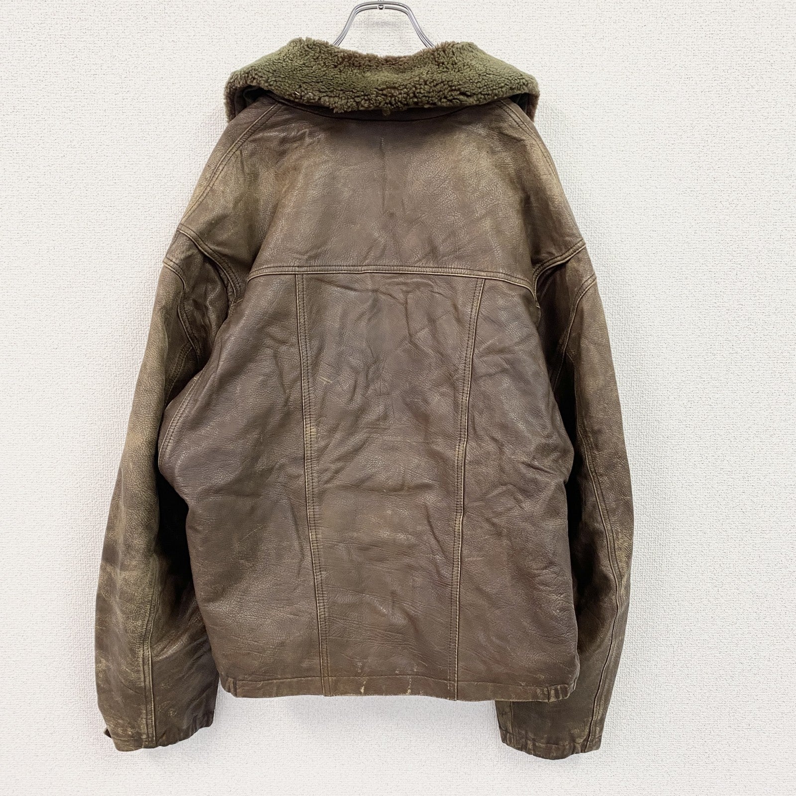レザーフライトジャケット/革ジャン G-1タイプ 襟ボア 茶色 ブラウン