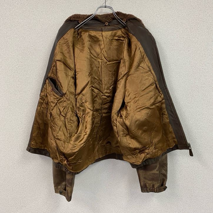 レザーフライトジャケット/革ジャン G-1タイプ 襟ボア 茶色 ブラウン