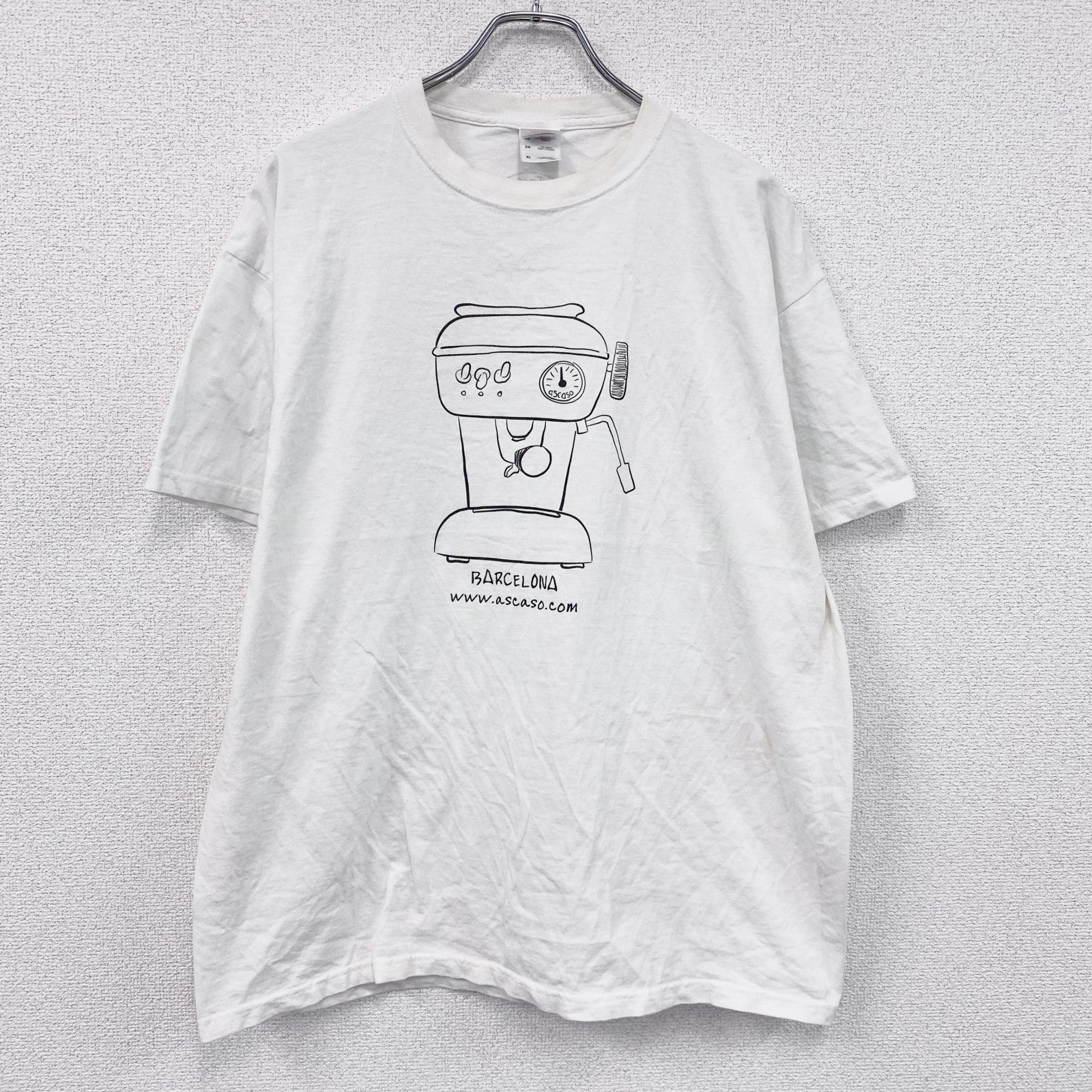 FRUIT OF THE LOOM　フルーツオブザルーム　Ascaso　アスカソ　半袖Tシャツ　ホワイト　XLサイズ　古着