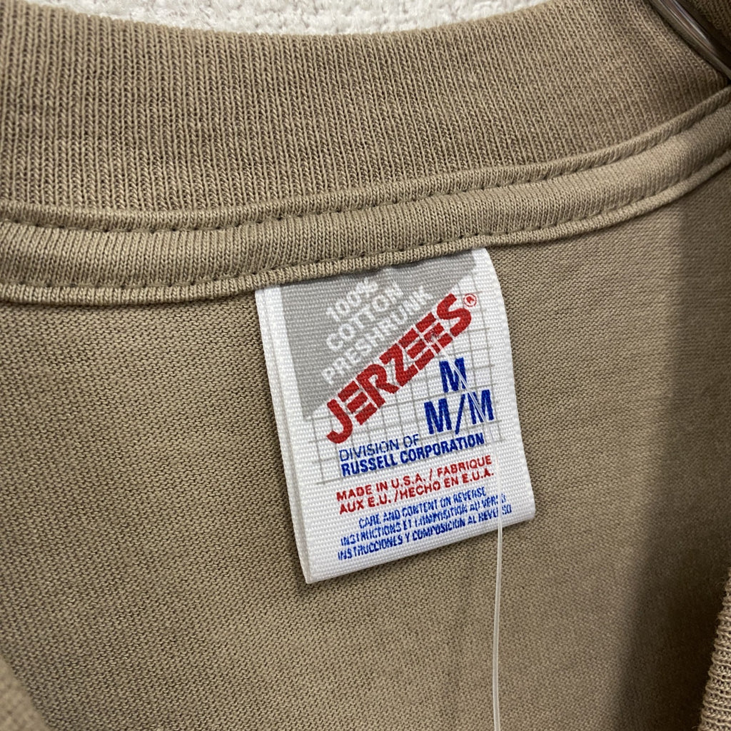 90s～　JERZEES　ジャージーズ　半袖プリントTシャツ　ヴィンテージ　カーキ　Mサイズ　古着