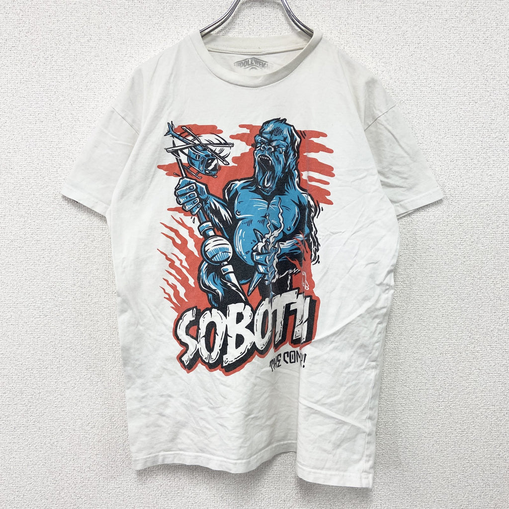 MIDDLEWEIGIHT CHAMPION　半袖プリントTシャツ　アニマルT　キングコング　白　ホワイト　Lサイズ　古着