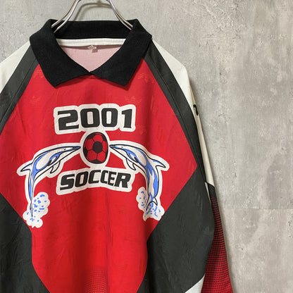 古着 used　SOCCER　サッカー　2001　長袖ゲームシャツ　ユニフォーム　ゴールキーパー　エルボーパッド　XLサイズ