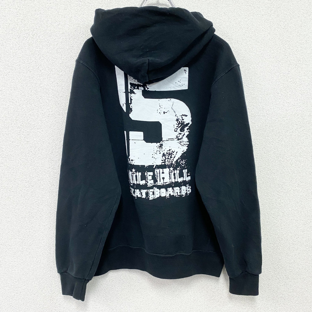 00s　RUSSELL　ラッセル　NICOPANDA　ニコパンダ　スウェットパーカー/フーディー　前V　黒　ブラック　Mサイズ　古着
