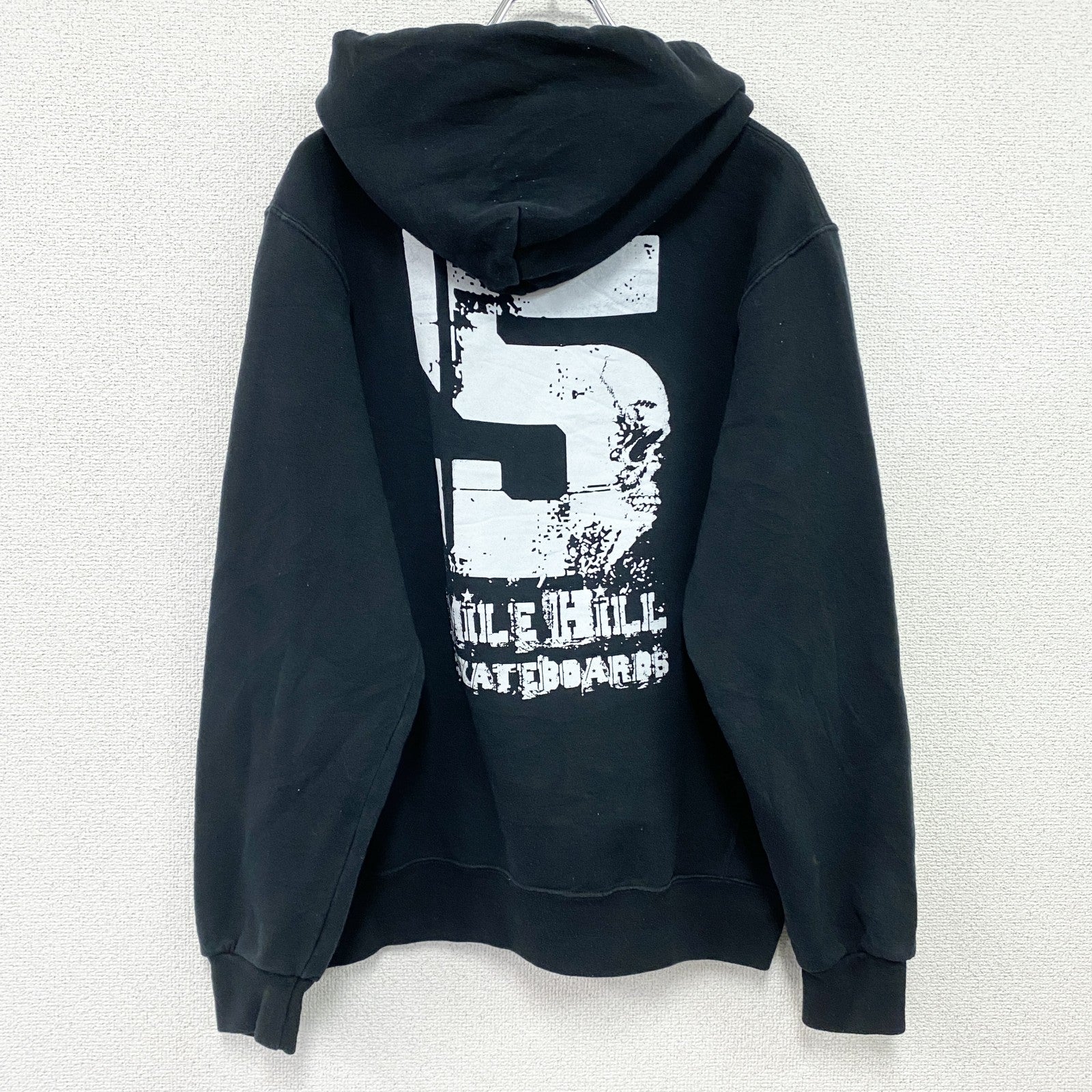 00s　RUSSELL　ラッセル　NICOPANDA　ニコパンダ　スウェットパーカー/フーディー　前V　黒　ブラック　Mサイズ　古着