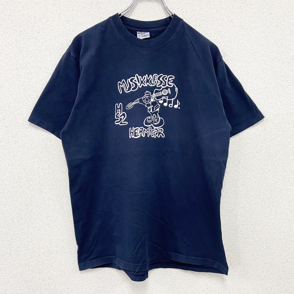 90s　JERZEES　ジャージーズ　半袖プリントTシャツ　ヴィンテージ　紺　ネイビー　Mサイズ　古着