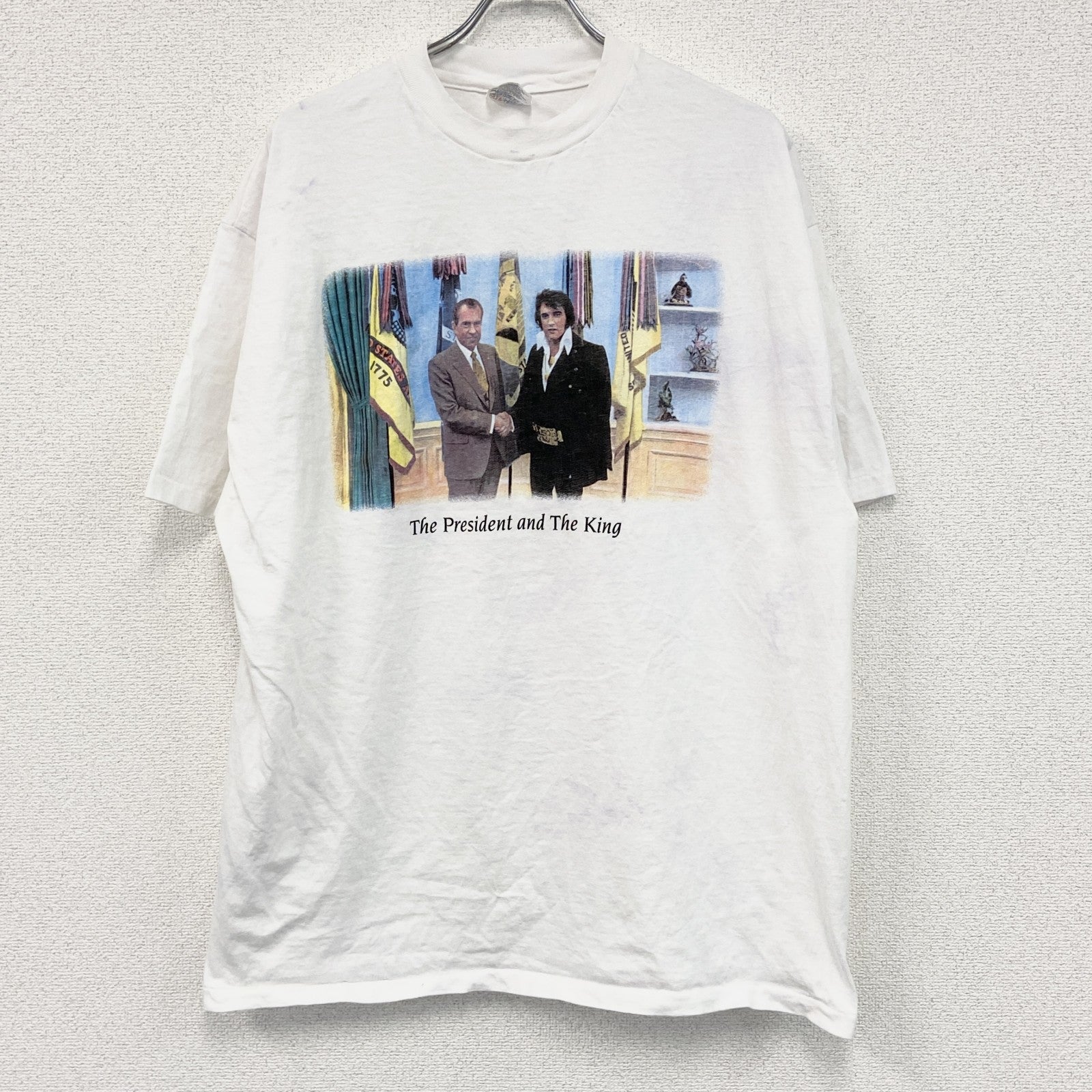 古着 used　Hanes　ヘインズ　半袖プリントTシャツ　シングルステッチ　US製　白　ホワイト　XXLサイズ