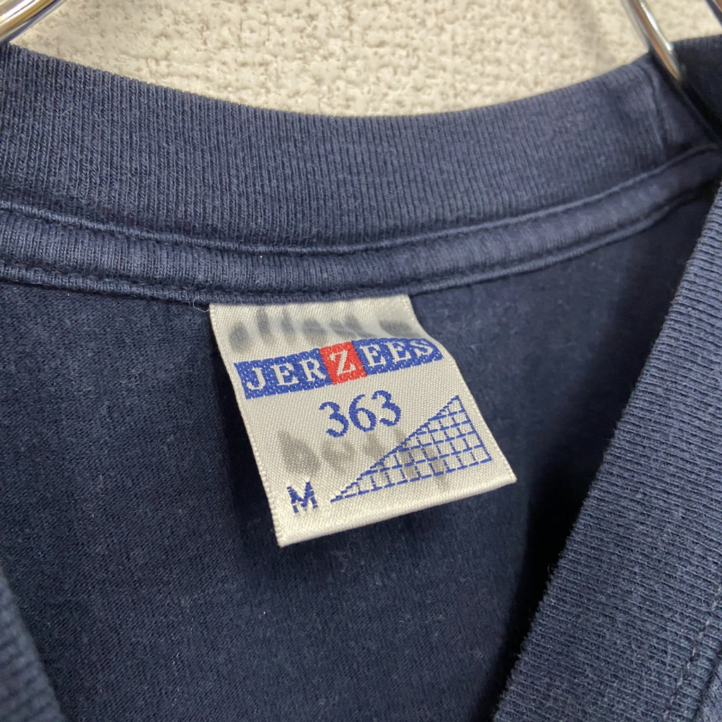 90s　JERZEES　ジャージーズ　半袖プリントTシャツ　ヴィンテージ　紺　ネイビー　Mサイズ　古着