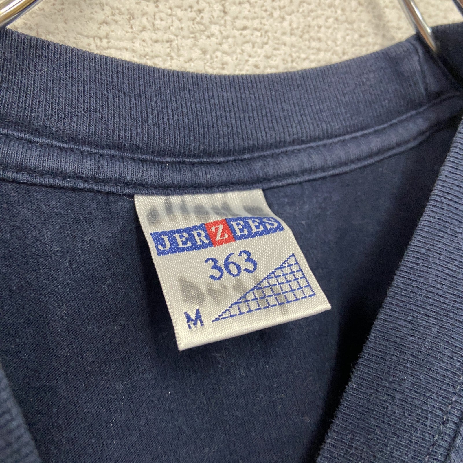 90s　JERZEES　ジャージーズ　半袖プリントTシャツ　ヴィンテージ　紺　ネイビー　Mサイズ　古着