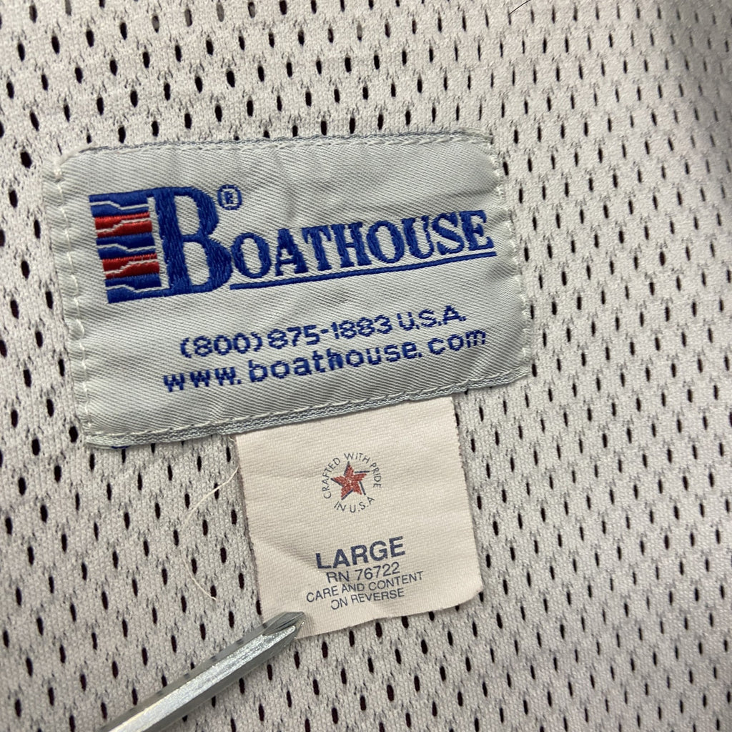 80s～　BOATHOUSE　ボートハウス　フルジップナイロンジャケット　ワッペン　3連プリント　アーチプリント　ボルドー　Lサイズ　　ヴィンテージ　古着