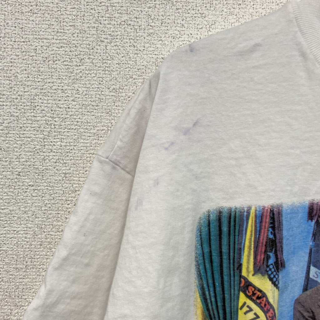 古着 used　Hanes　ヘインズ　半袖プリントTシャツ　シングルステッチ　US製　白　ホワイト　XXLサイズ