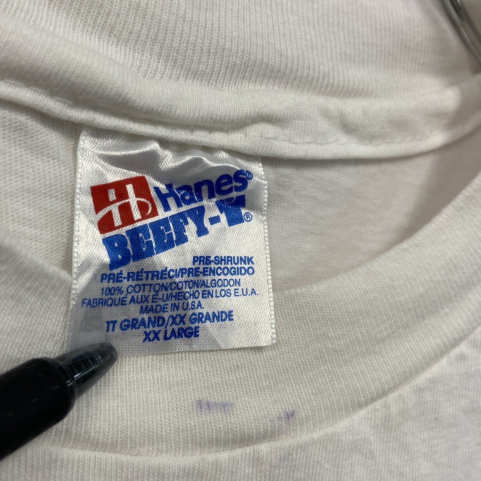 古着 used　Hanes　ヘインズ　半袖プリントTシャツ　シングルステッチ　US製　白　ホワイト　XXLサイズ
