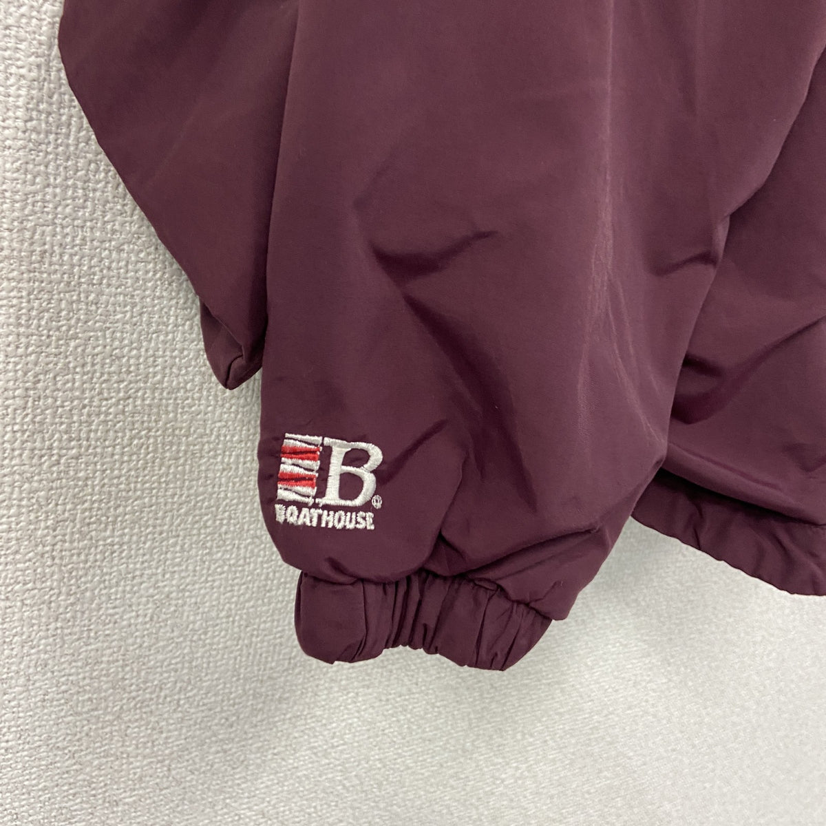 80s～　BOATHOUSE　ボートハウス　フルジップナイロンジャケット　ワッペン　3連プリント　アーチプリント　ボルドー　Lサイズ　　ヴィンテージ　古着