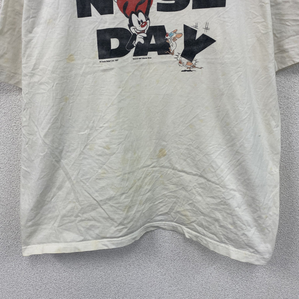 90s　Animaniacs　アニマニアックス　半袖Tシャツ　RED NOSE DAY　白　ホワイト　XLサイズ　　ヴィンテージ　古着