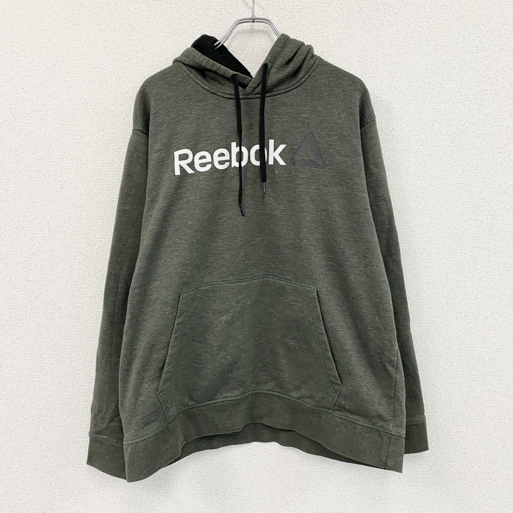 Reebok　リーボック　スウェットパーカー/フーディー　デカロゴ　灰色　グレー　2XLサイズ　古着