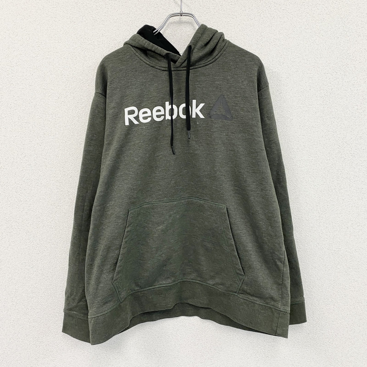 Reebok　リーボック　スウェットパーカー/フーディー　デカロゴ　灰色　グレー　2XLサイズ　古着