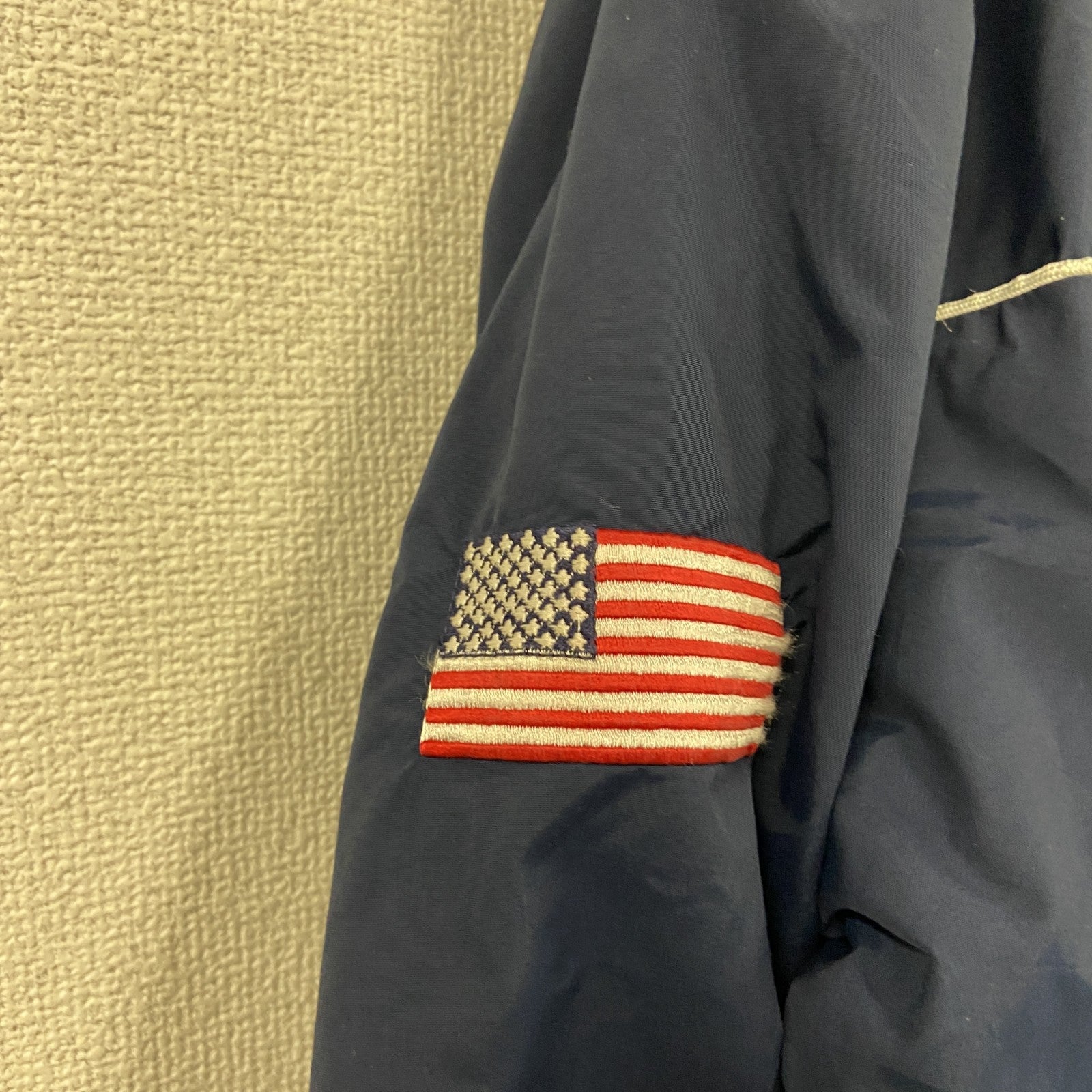 80s～　BOATHOUSE　ボートハウス　GORE-TEX　フルジップジャケット　星条旗　比翼仕立て　紺　ネイビー　Lサイズ　　ヴィンテージ　古着