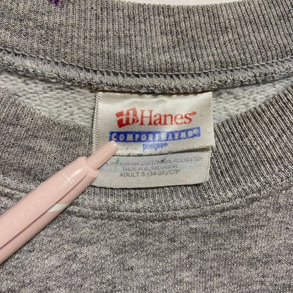 古着 used　Hanes　ヘインズ　長袖クルーネックスウェット　トレーナー　バックプリント　グレー　秋冬服　Sサイズ