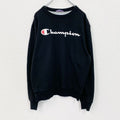 Champion　チャンピオン　スウェット/トレーナー　デカロゴ　刺繍ロゴ　現行　黒　ブラック　Lサイズ　古着