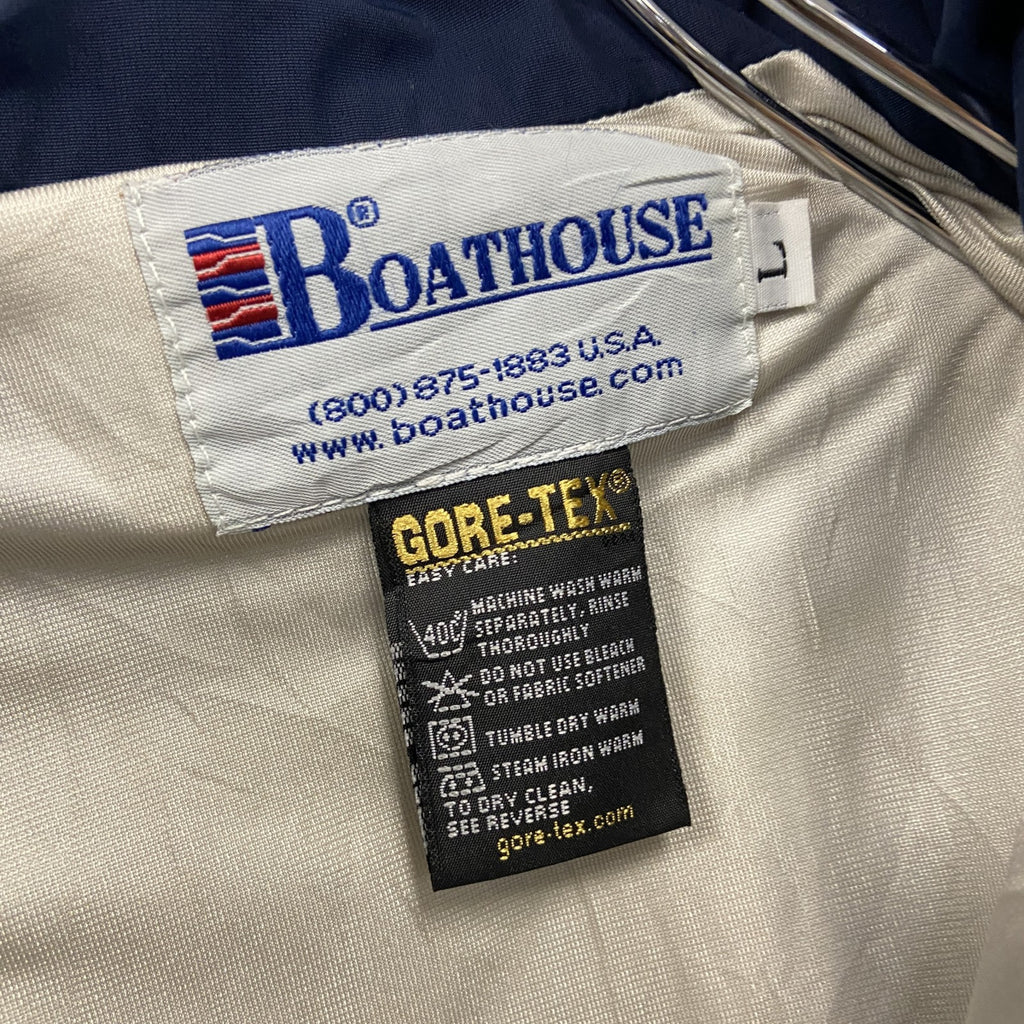 80s～　BOATHOUSE　ボートハウス　GORE-TEX　フルジップジャケット　星条旗　比翼仕立て　紺　ネイビー　Lサイズ　　ヴィンテージ　古着