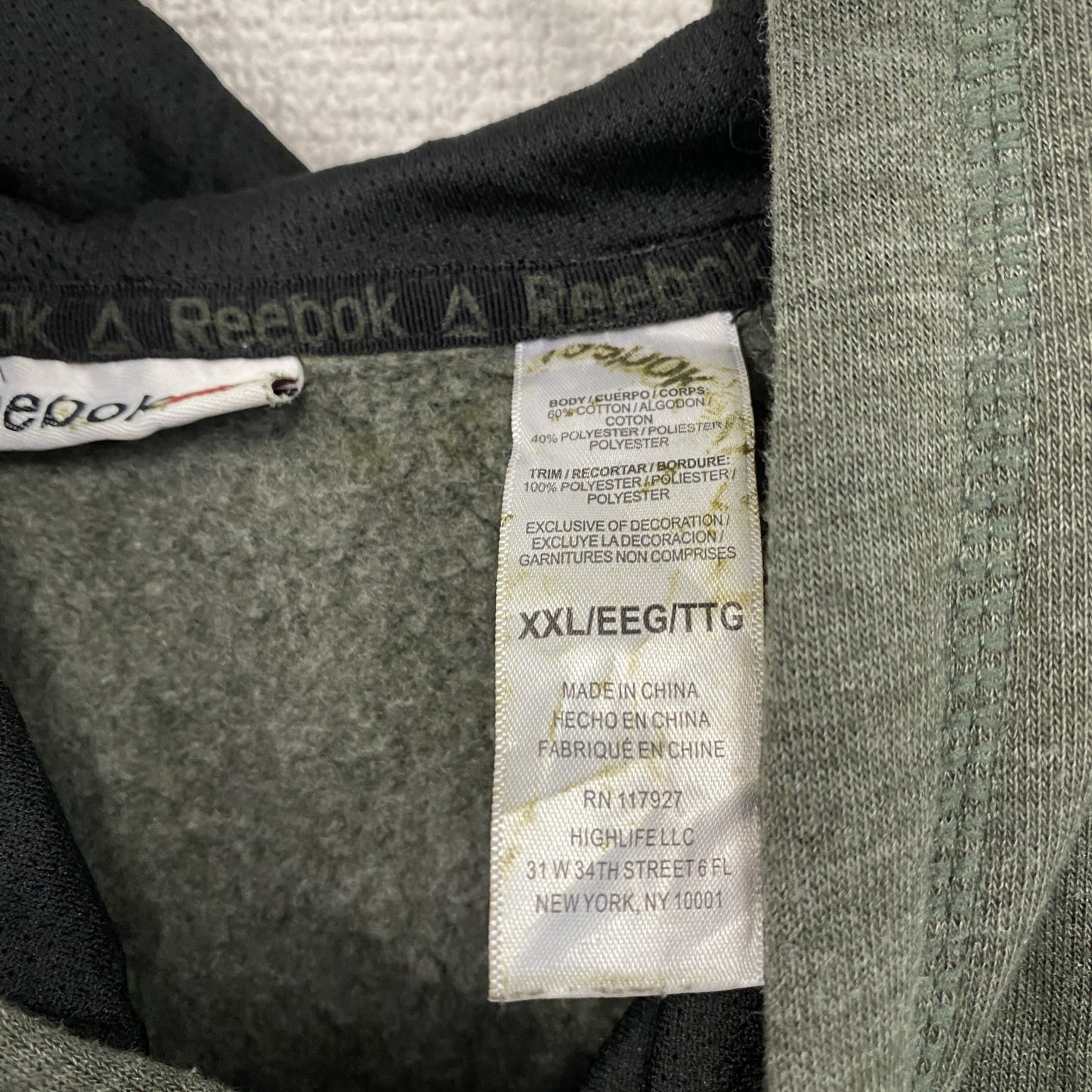 Reebok　リーボック　スウェットパーカー/フーディー　デカロゴ　灰色　グレー　2XLサイズ