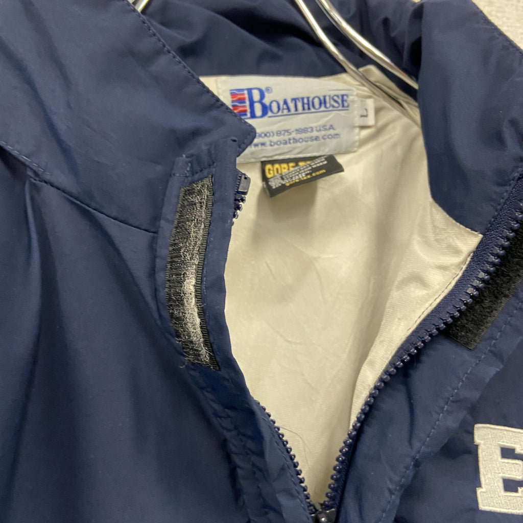 80s～　BOATHOUSE　ボートハウス　GORE-TEX　フルジップジャケット　星条旗　比翼仕立て　紺　ネイビー　Lサイズ　　ヴィンテージ　古着