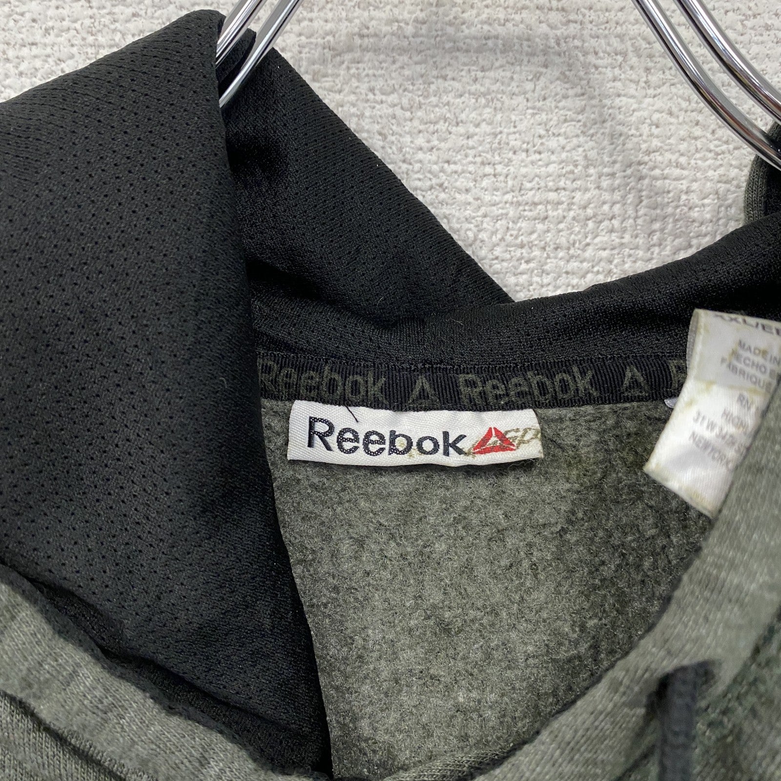 Reebok　リーボック　スウェットパーカー/フーディー　デカロゴ　灰色　グレー　2XLサイズ　古着