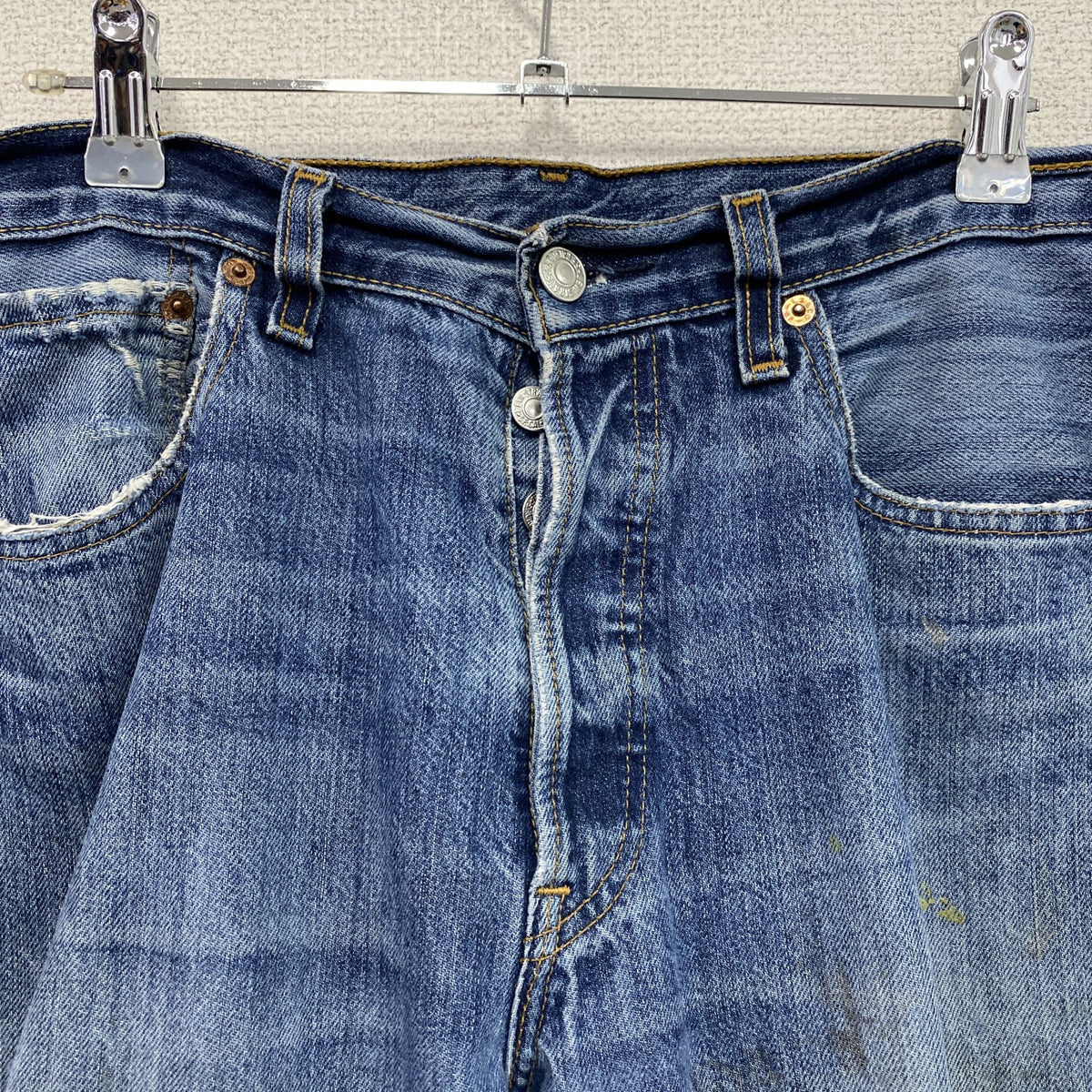 Levi’s　リーバイス　501　デニムパンツ/ジーンズ　ボタンフライ　縦落ち　インディゴ メンズ コットン 古着