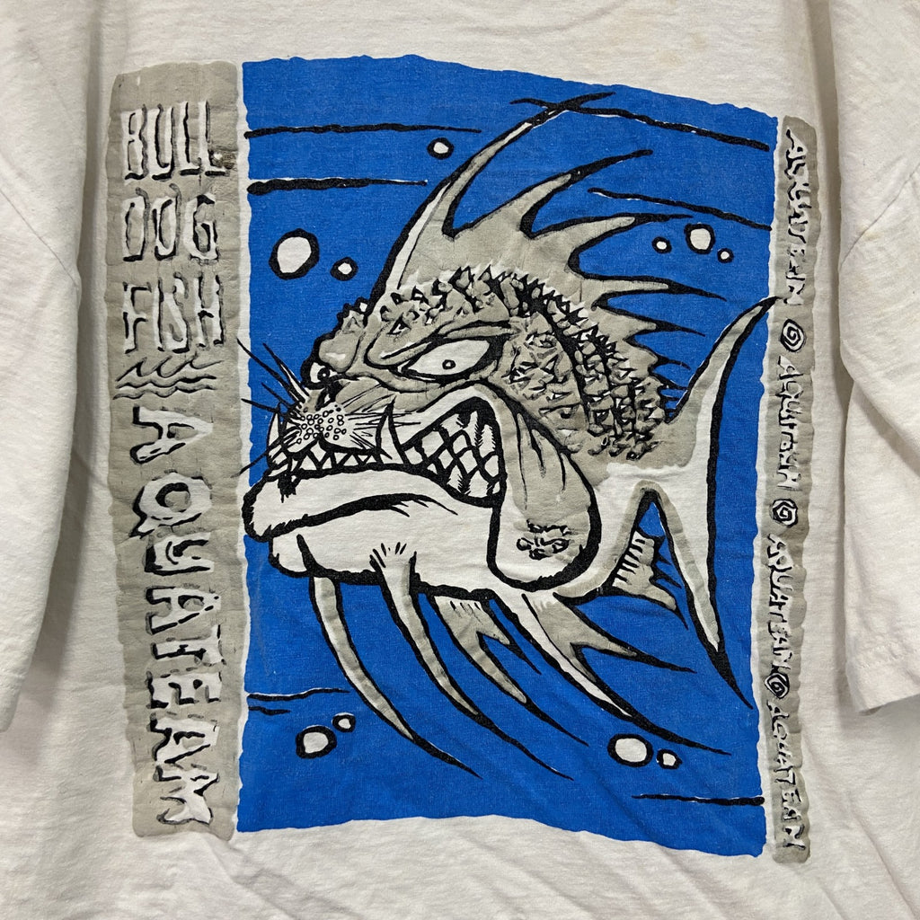 ～00s　RADIAL　半袖プリントTシャツ　BULL DOG FISH　ヴィンテージ　白　ホワイト　古着