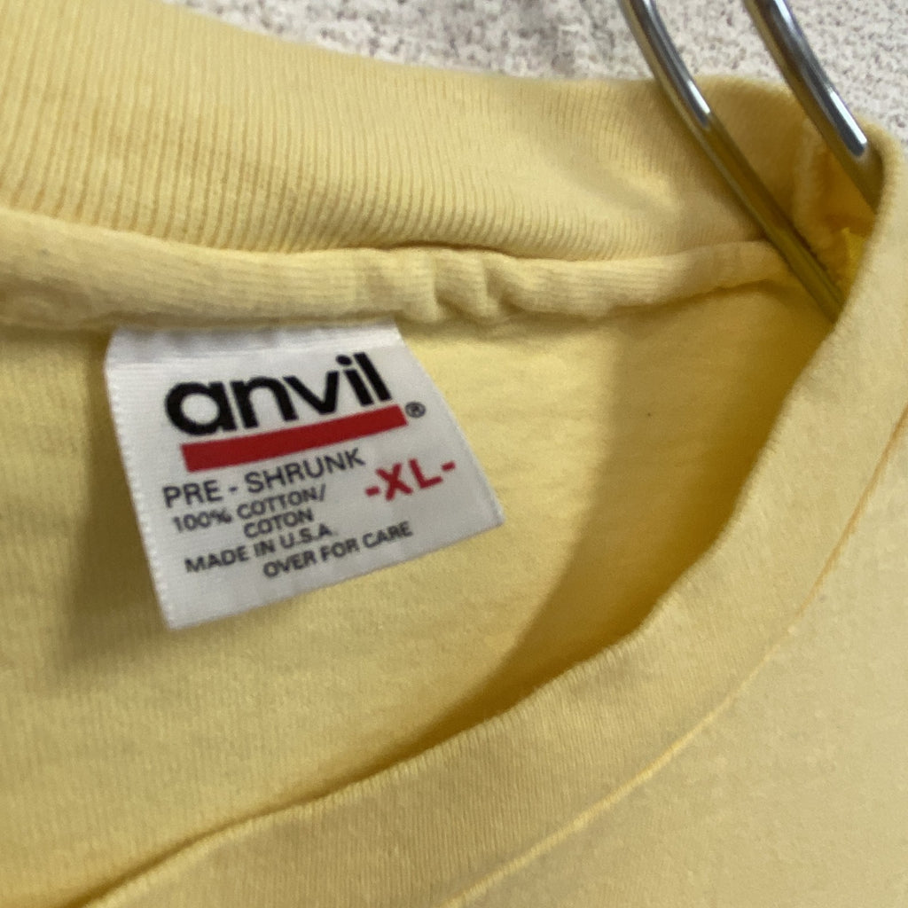 anvil　アンヴィル　半袖プリントTシャツ　黄色　ライトイエロー　XLサイズ カットソー メンズ コットン 古着