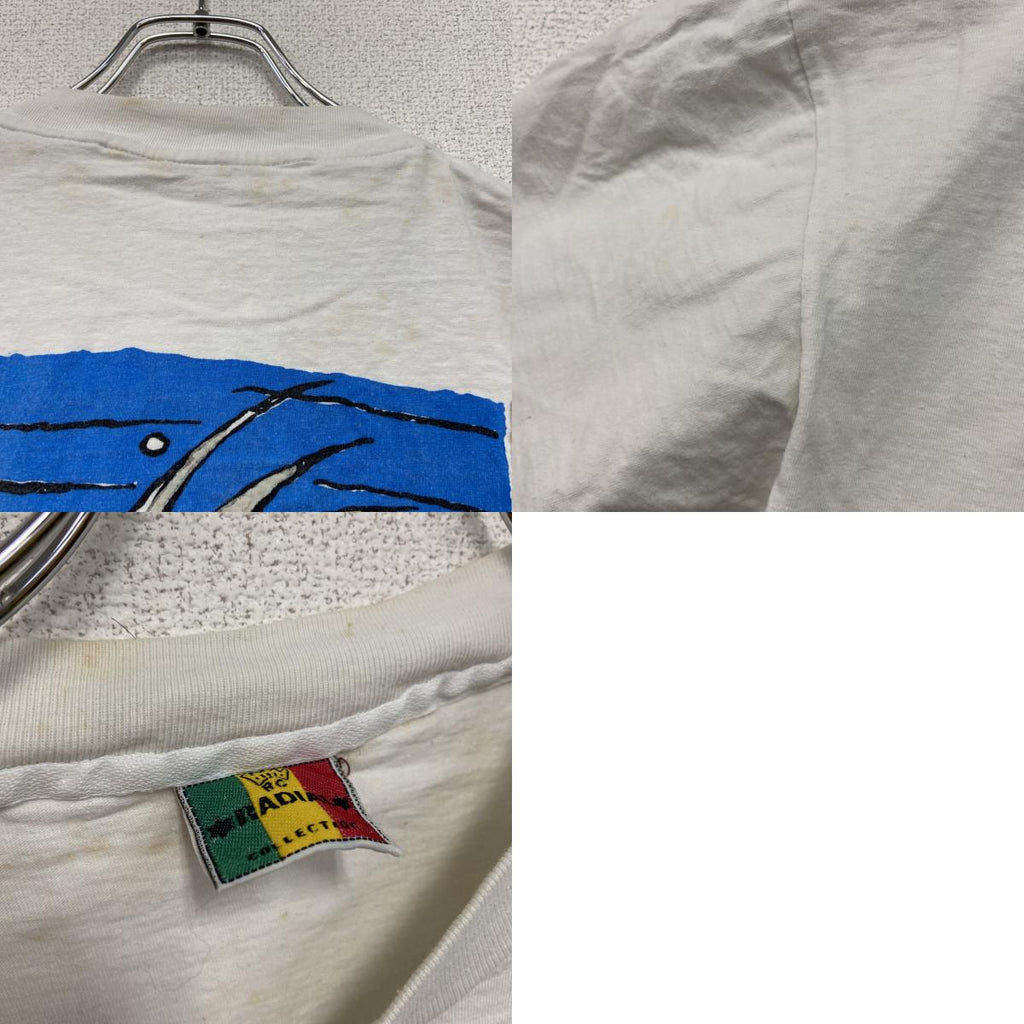 ～00s　RADIAL　半袖プリントTシャツ　BULL DOG FISH　ヴィンテージ　白　ホワイト　古着