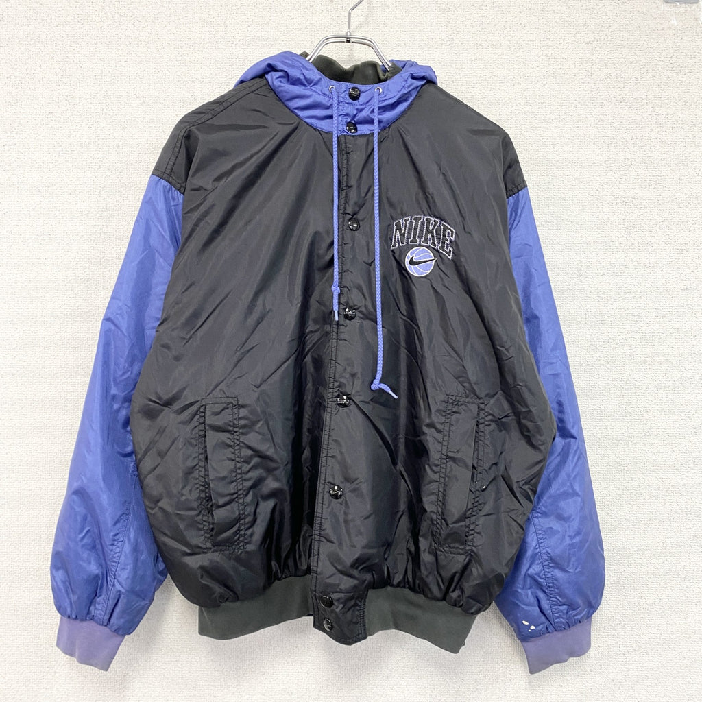 90s　NIKE　ナイキ　ナイロンジャケット/スタジャン　黒　ブラック　紫　パープル　Mサイズ　古着