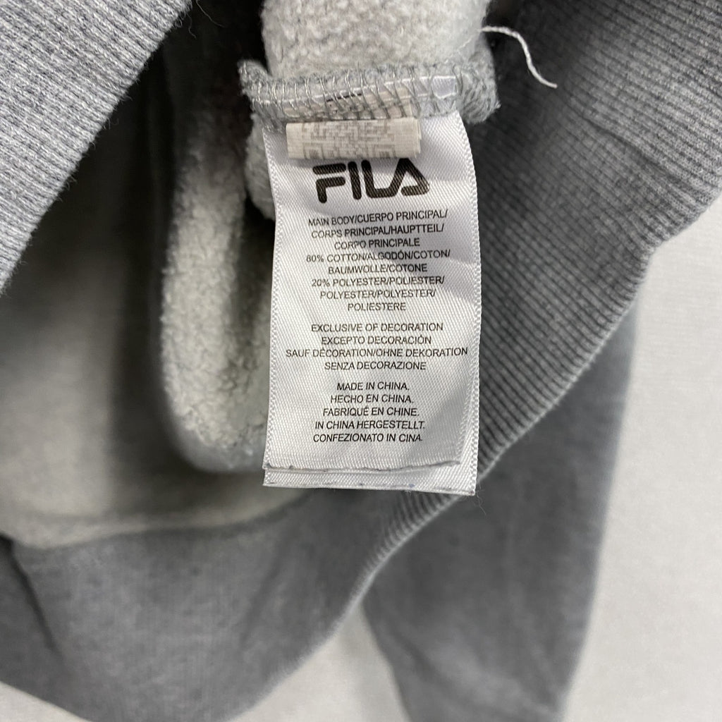 FILA　フィラ　スウェット/トレーナー　前V　刺繍ロゴ　ワンポイント　スポーツミックス　ストリート　灰色　グレー　Lサイズ　古着