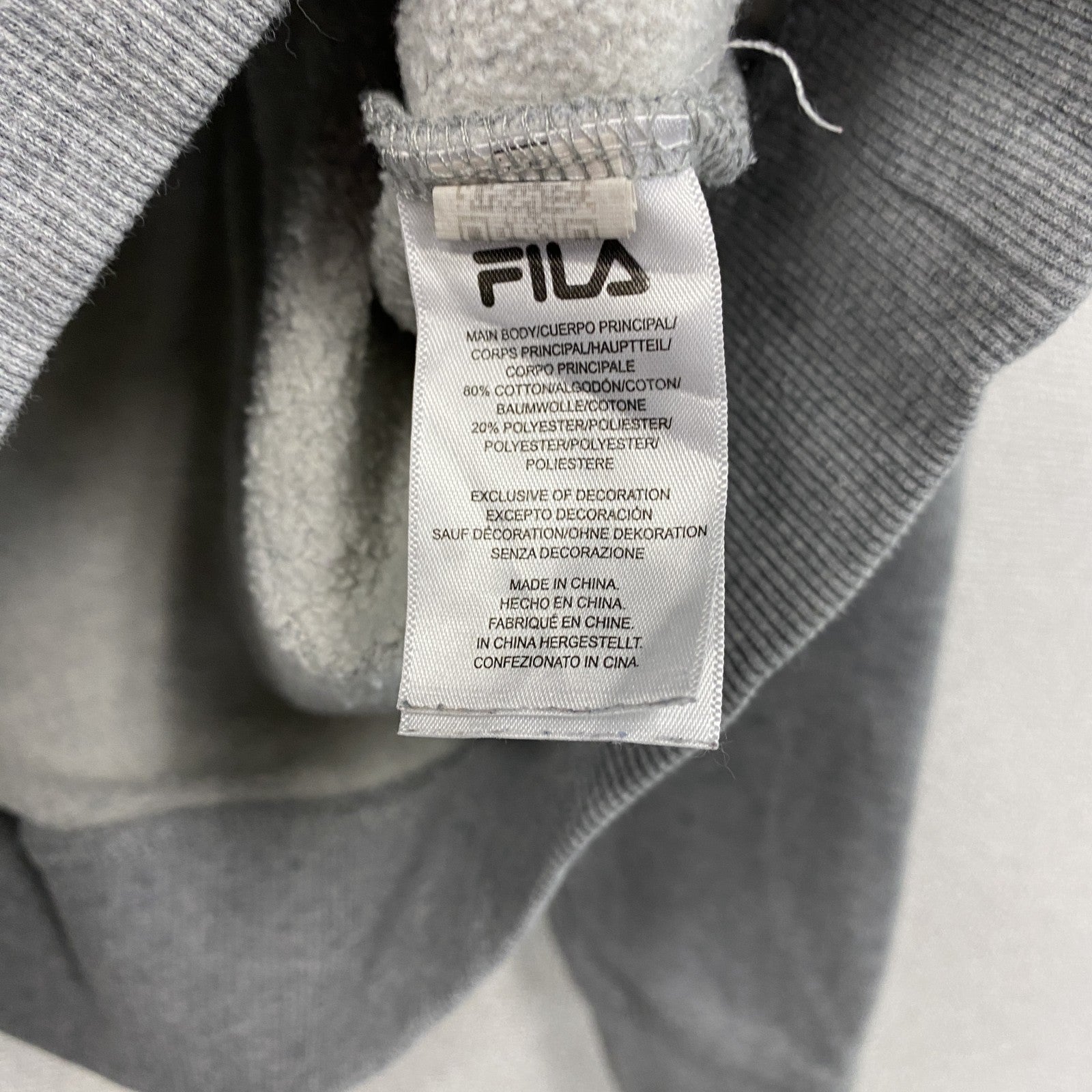 FILA　フィラ　スウェット/トレーナー　前V　刺繍ロゴ　ワンポイント　スポーツミックス　ストリート　灰色　グレー　Lサイズ　古着