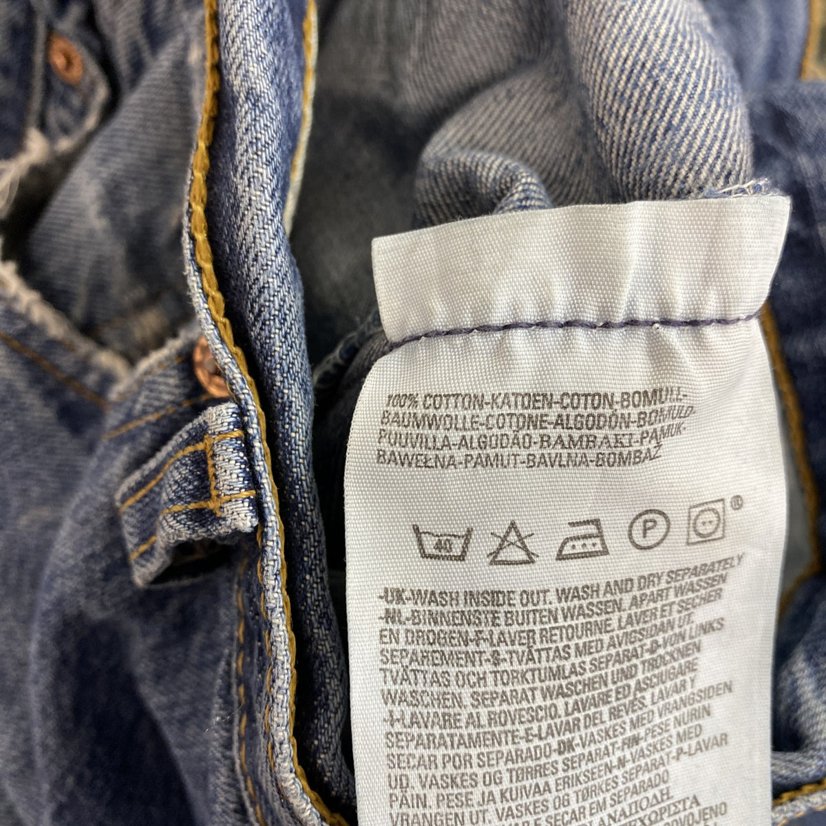 Levi’s　リーバイス　501　デニムパンツ/ジーンズ　ボタンフライ　縦落ち　インディゴ メンズ コットン 古着
