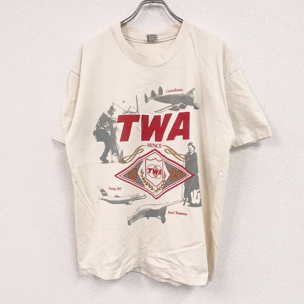 anvil　アンヴィル　半袖プリントTシャツ　ベージュ　XLサイズ カットソー メンズ コットン 古着