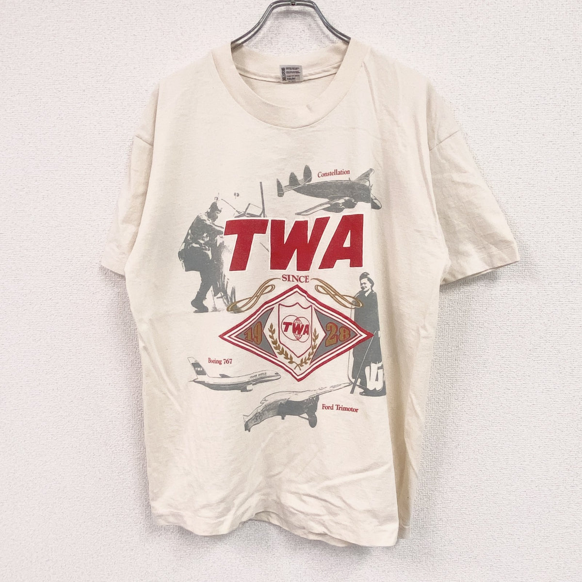 anvil　アンヴィル　半袖プリントTシャツ　ベージュ　XLサイズ カットソー メンズ コットン 古着