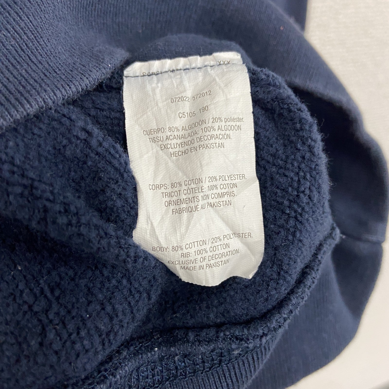 Champion　チャンピオン　リバースウィーブ　スウェット/トレーナー　目無し　前V　ラグランスリーブ　現行　ネイビー　紺　2XLサイズ　古着
