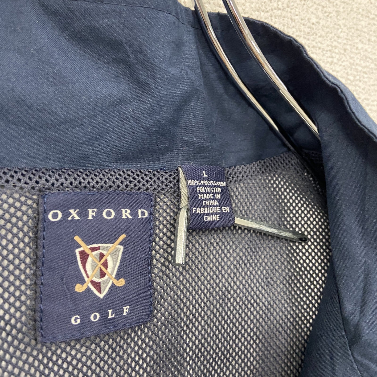 OXFORD GOLF　フルジップジャケット　刺繍ロゴ　ワンポイント　紺　ネイビー　Lサイズ　古着