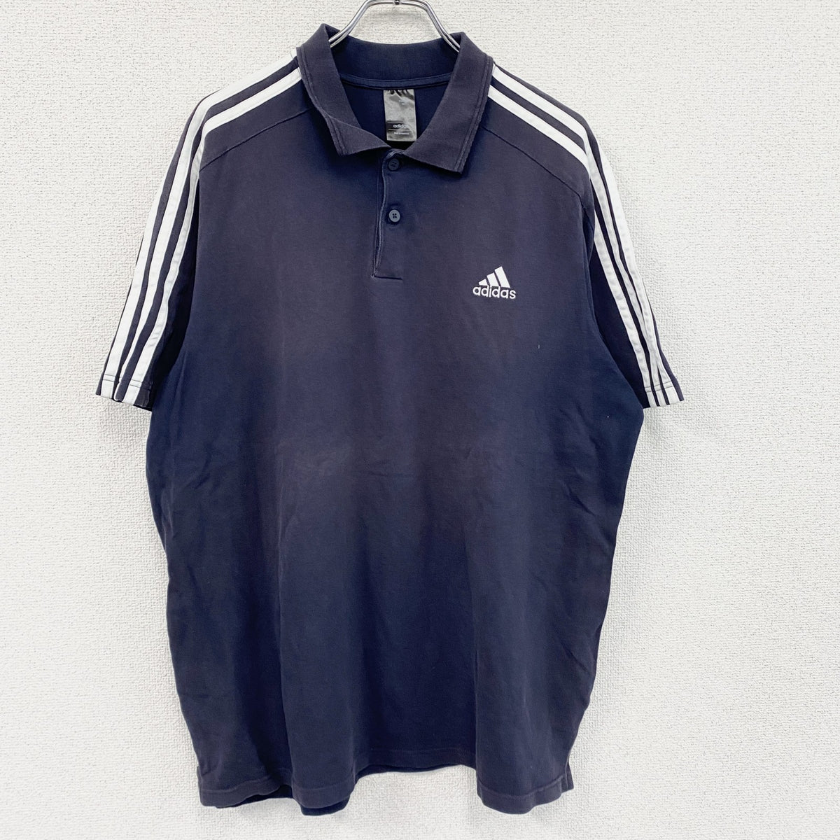 adidas　アディダス　半袖ポロシャツ　フェード　黒　ブラック　XLサイズ　古着