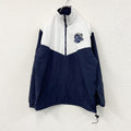～90s　Boathouse　ハーフジップナイロンプルオーバージャケット　ワッペン　アーチプリント　ホワイト　ネイビー　紺　Sサイズ　　ヴィンテージ　古着