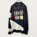J.C fashion　M&M‘S　エムアンドエムズ　ブルゾン　スタジャン　企業ロゴ　ビッグデザイン　チョコレート　黒　ブラック　古着